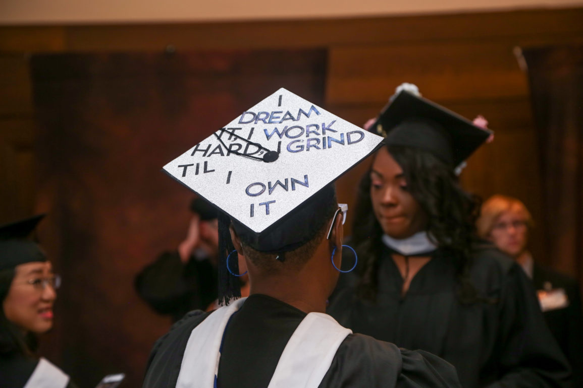 i dream it, i work hard written on graduation cap