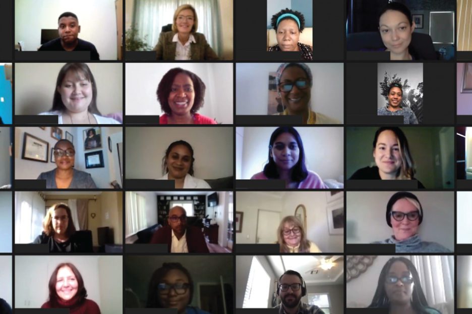 A Microsoft Teams virtual meeting with participants seen on the screen, engaging in a professional discussion.