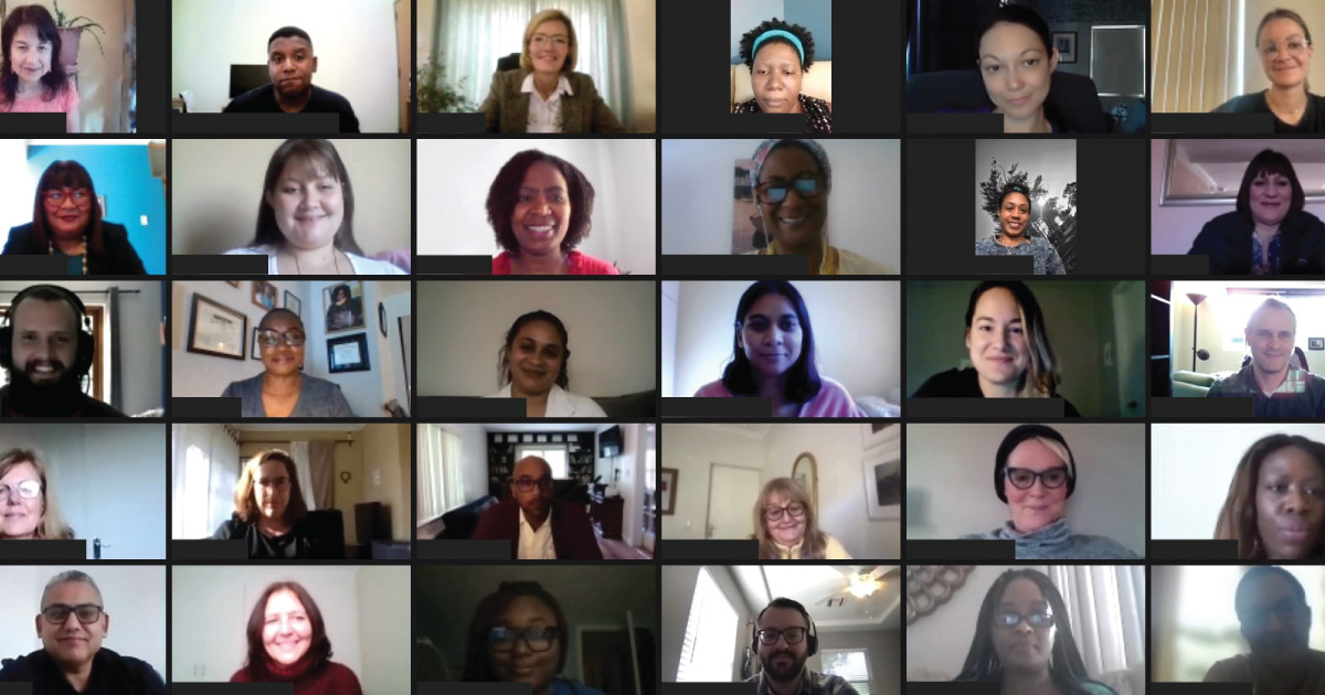 A Microsoft Teams virtual meeting with participants seen on the screen, engaging in a professional discussion.