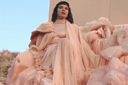 Lori LeChien in a pink dress