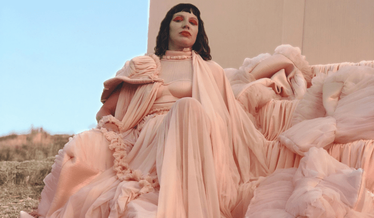 Lori LeChien in a pink dress