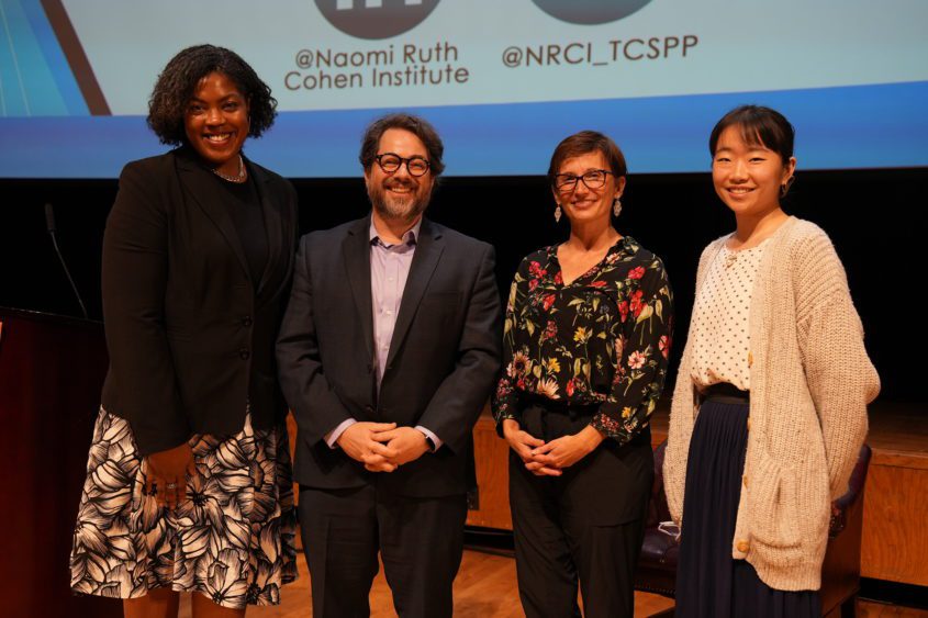 Image of NRCI panel: Dr. Brooks, Dr. Singer, Dr. Kinzie, and Emily Her