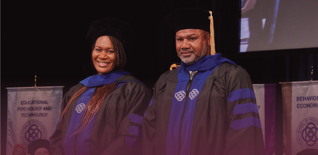 Photo of The Chicago School graduates Carter Larry and Corinna House.