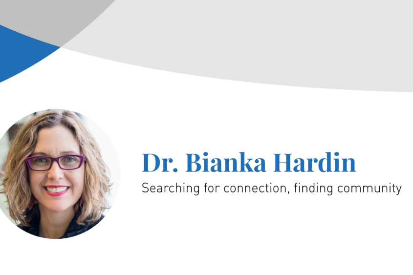 Bianka Hardin smiles in a photo inset on a banner image bearing her name
