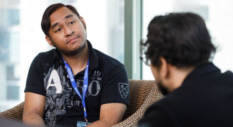 two people talking in a therapy session