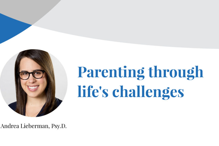 Andrea Lieberman, Psy.D., smiles in a portrait photograph inset on a banner image.