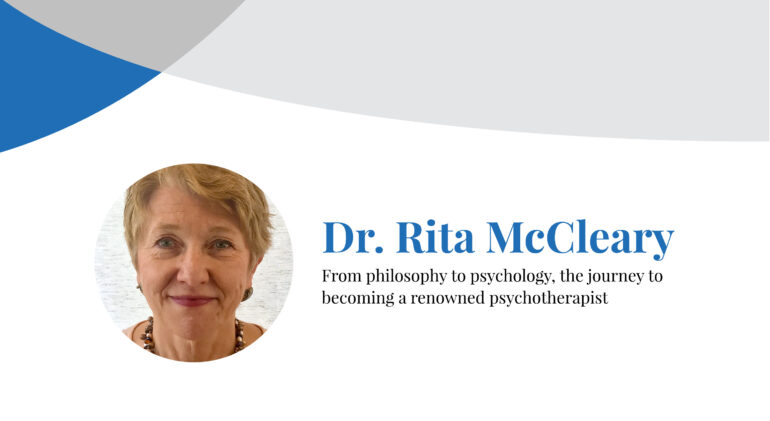 Dr. Rita McCleary smiles in a close-up photo inset next to text displaying her name on a banner image.