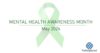 Banner with green ribbon for Mental Health Awareness Month