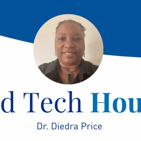 Headshot of Dr. Price in Ed Tech Hour banner.