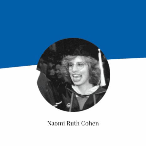Naomi Ruth Cohen appears in a black-and-white photograph on a banner displaying The Chicago School brand colors.