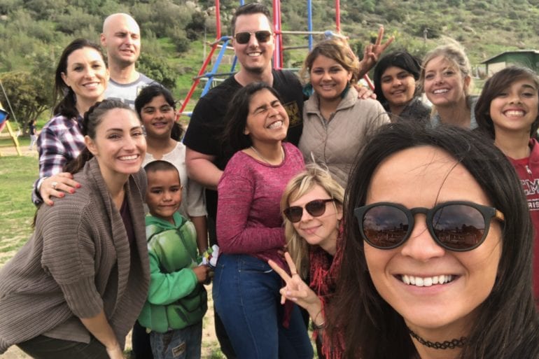 group of people at a children's park