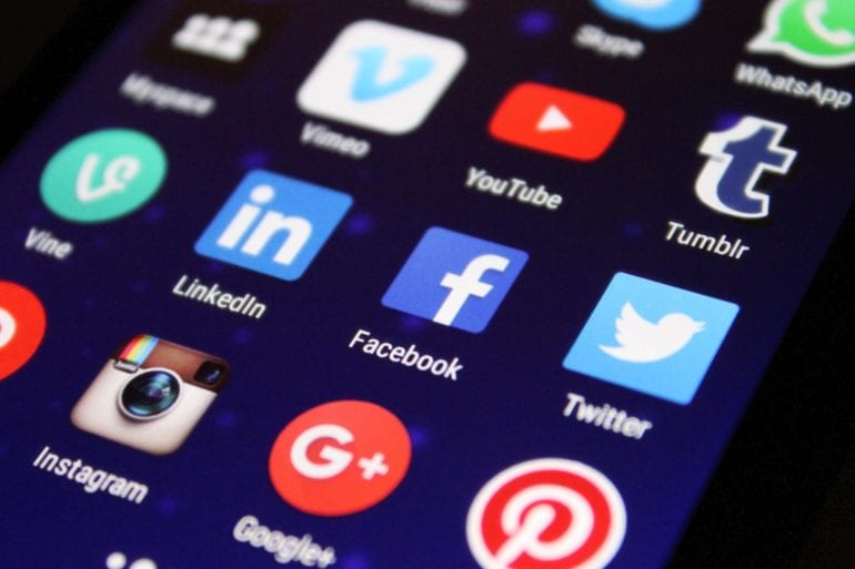close up of smart phone app icons