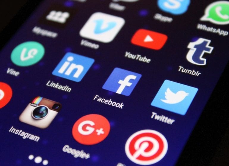 close up of smart phone app icons