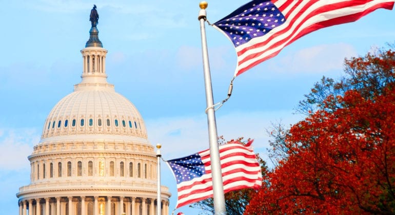 american flags waving in the wind