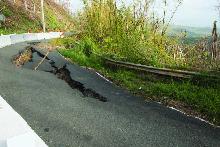 large crack in the road