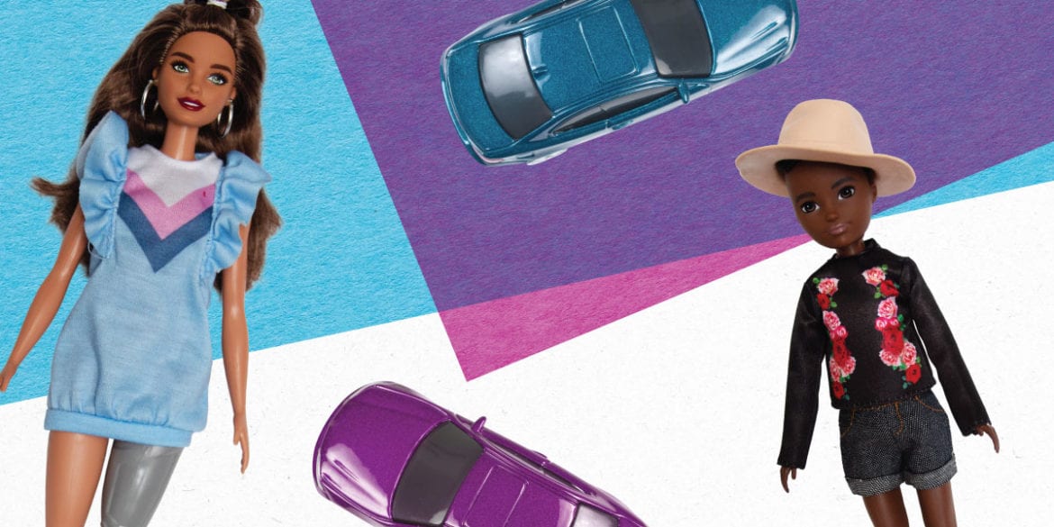 image of dolls and toy cars