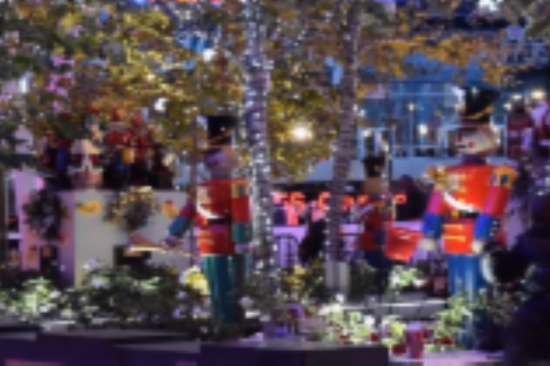 large nutcrackers in holiday display