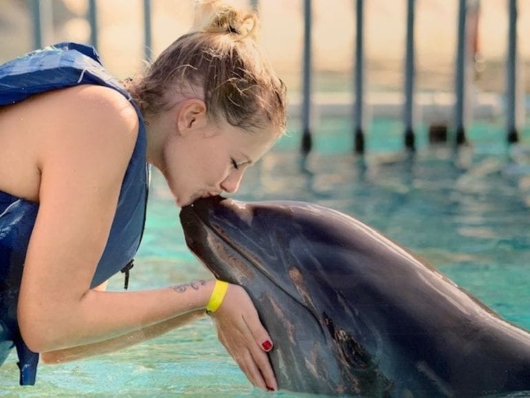 jacqui with dolphin