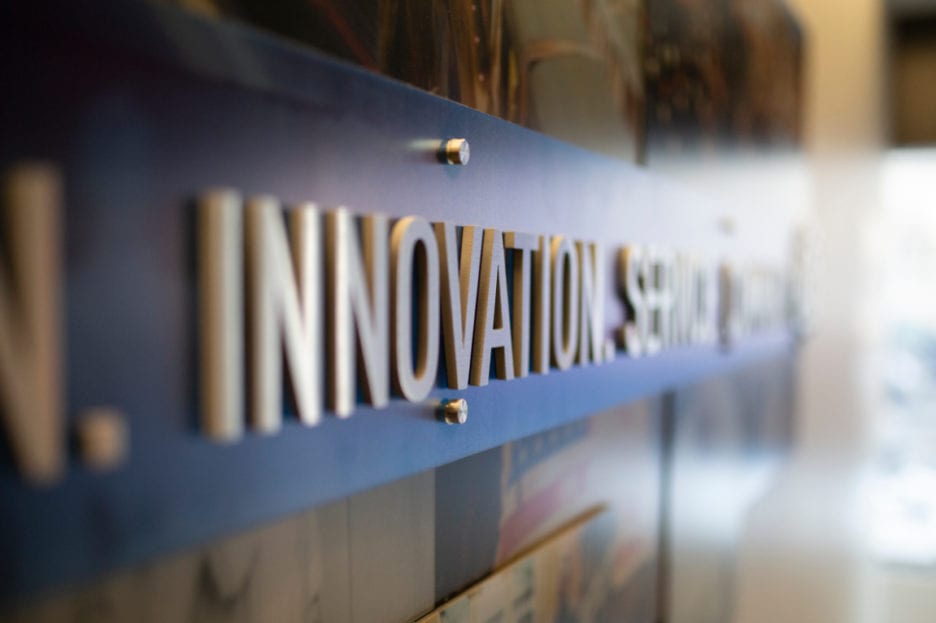 "innovation" on blue sign