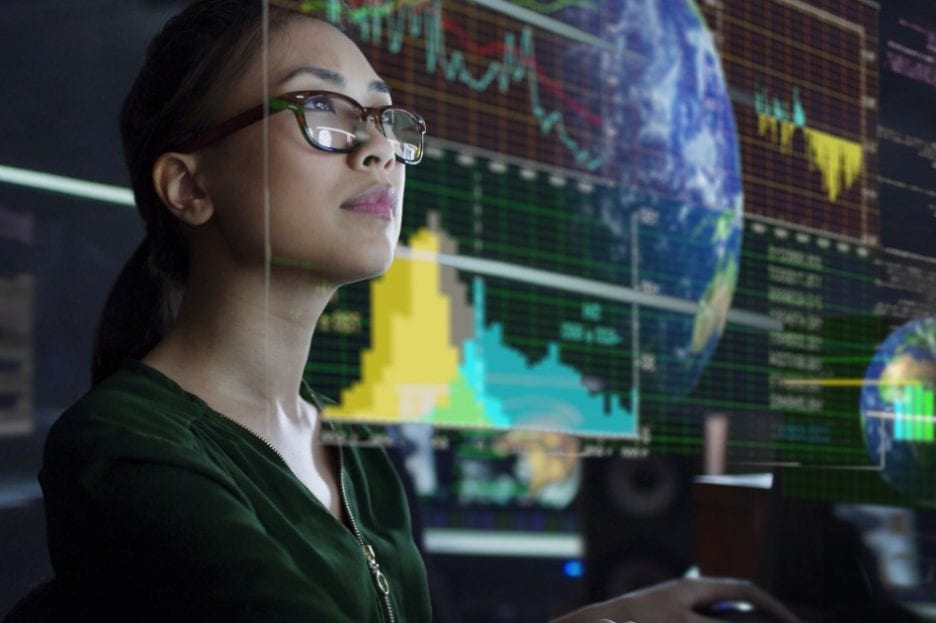 Woman looking at data, behavioral economics