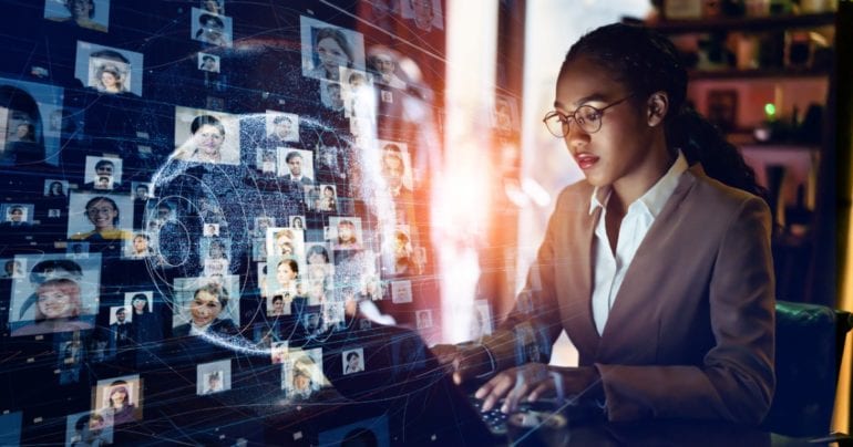 Women on computer, international psychology careers