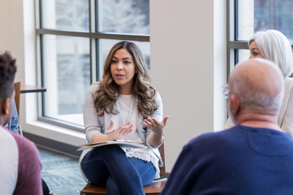 A young woman practicing as a counselor after getting her master’s in counseling psychology