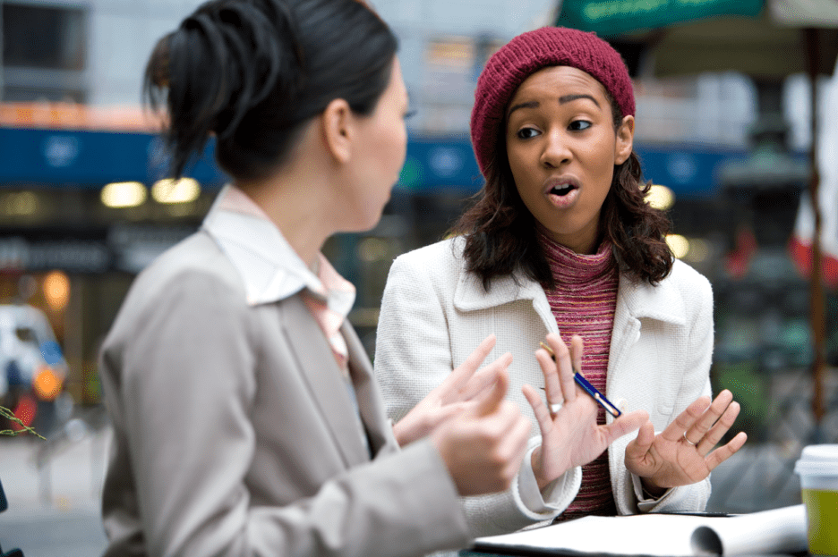 two women having a casual meeting