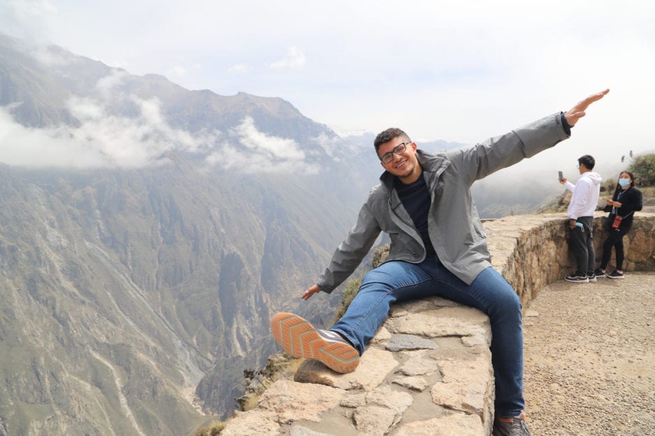 Laith Higazin sitting on ledge