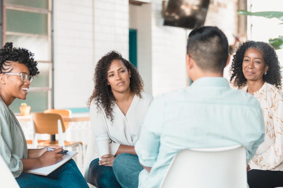 counselor meeting with clients