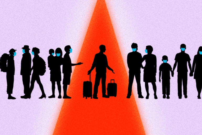 Shadows of people confused while traveling