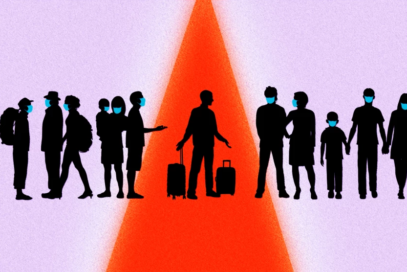 Shadows of people confused while traveling