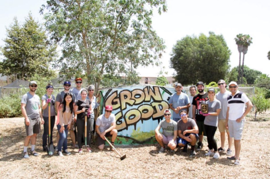 Group of people doing service work